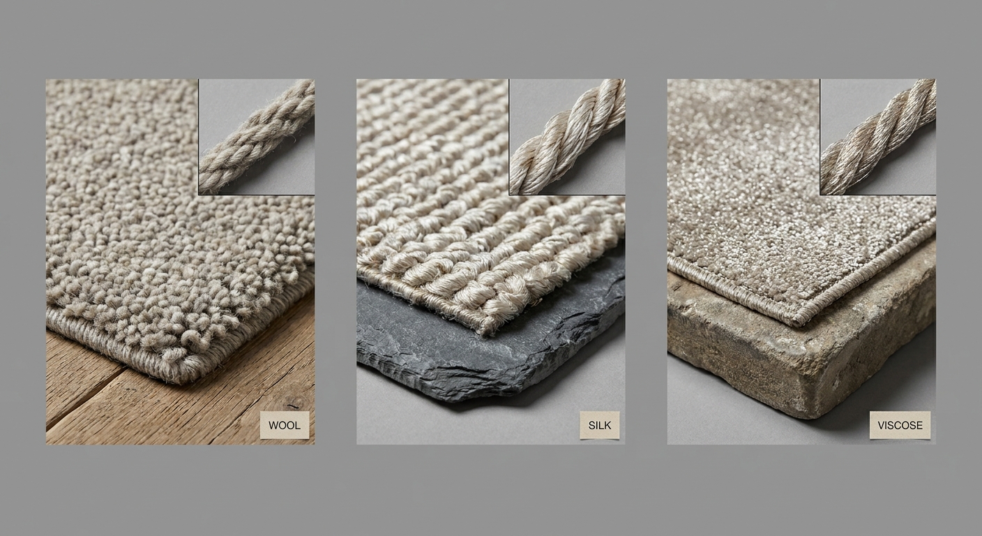 How wool silk and viscose fibers change pile performance in luxury carpets